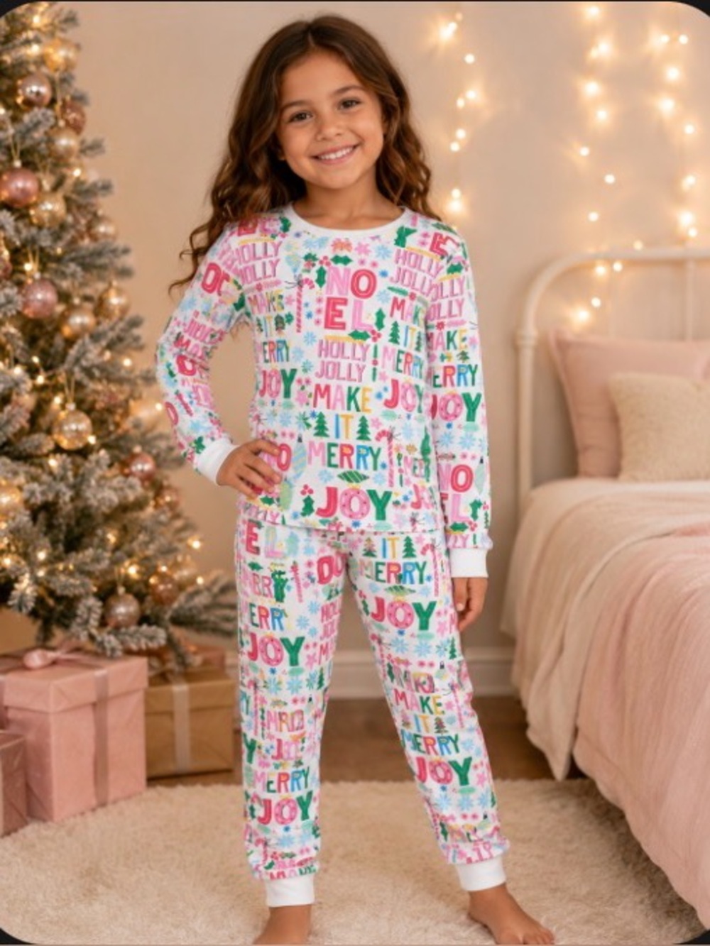 The Children's Place Festive Print Pajama Set - Pink and Green